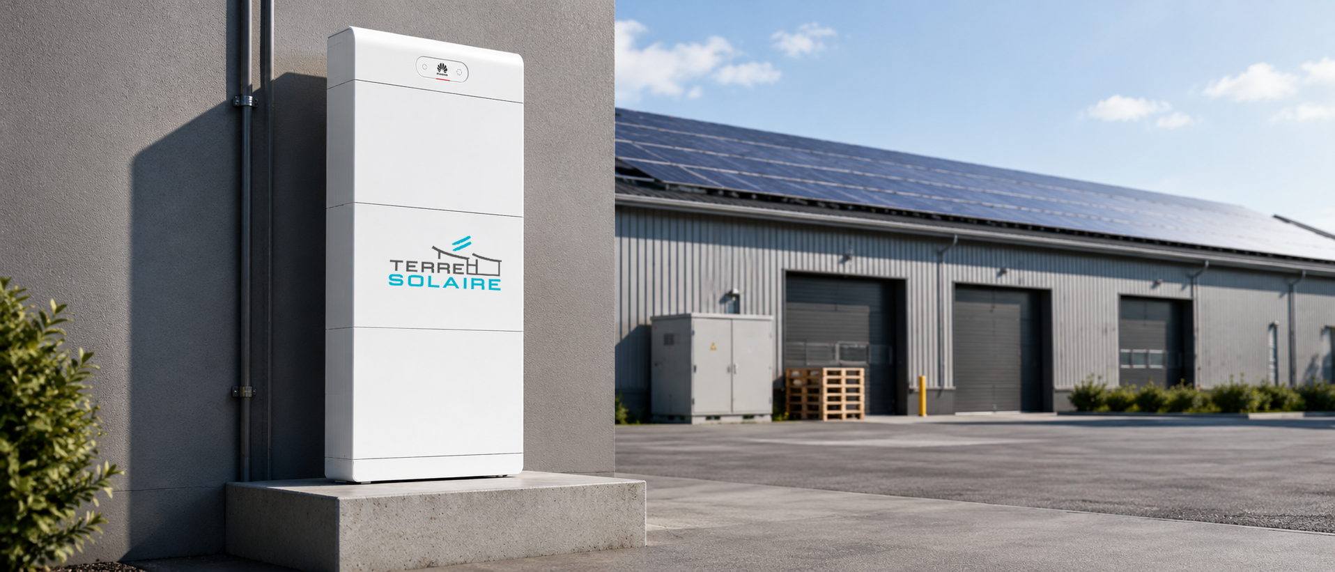 batterie de stockage solaire sur un site logistique